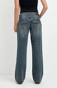 Pacsun Zoe Low Rise Girlfriend Jeans Dark Blue