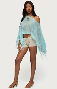 Edikted Sequin Fringe Knit Poncho