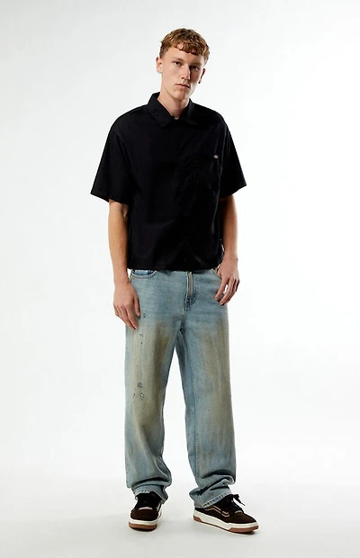 GUESS Originals Medium Blue Distressed Baggy Jeans