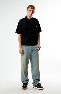 GUESS Originals Medium Blue Distressed Baggy Jeans