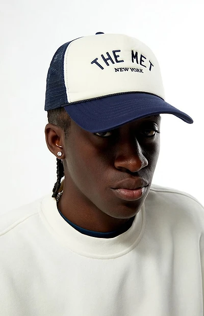 The Met x Pacsun The White & Navy Academy Trucker Hat