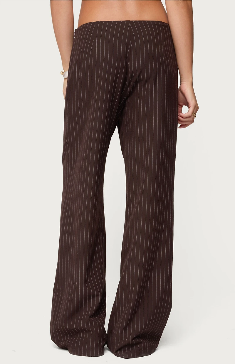 Edikted Kerie Pinstripe Low Rise Wide Leg Trousers