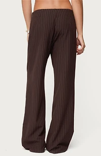Edikted Kerie Pinstripe Low Rise Wide Leg Trousers
