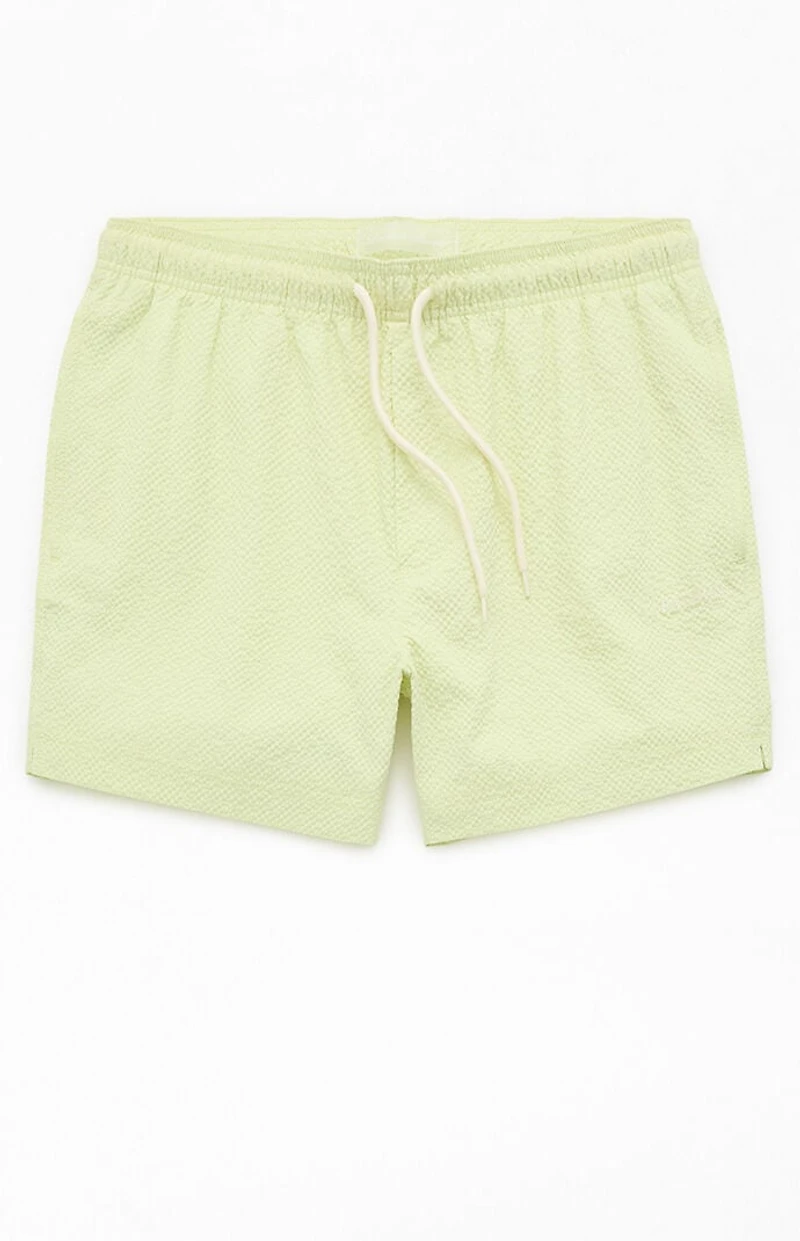 Pacsun Sea Foam Seersucker 4.5" Swim Trunks
