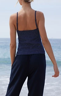 John Galt Blue Polka Dot Tiffany Tank Top