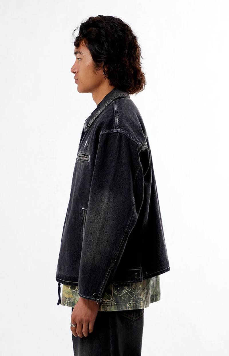 Pacsun Black Washed Denim Gas Jacket