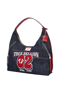 True Religion Varsity Logo Dark Denim Hobo Bag