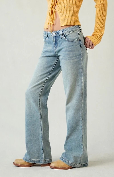 Pacsun Charlie Low Rise Baggy Bootcut Jeans Light Blue