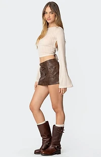 Edikted Pax Faux Leather Mini Skirt