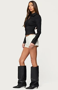 Edikted Amelie Lace Up Button Shirt