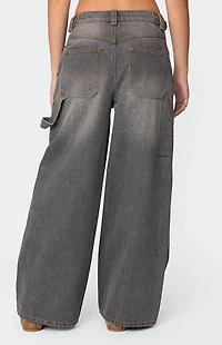 Edikted Baggy Washed Low Rise Carpenter Jeans