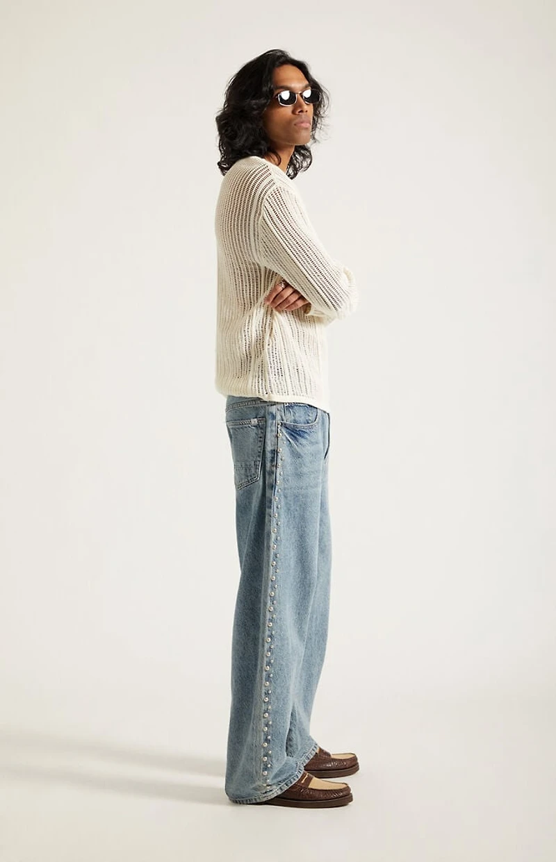 Pacsun Dylan Baggy Jeans Studded Medium Blue