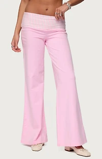 Edikted Meshey Striped Fold Over Pants