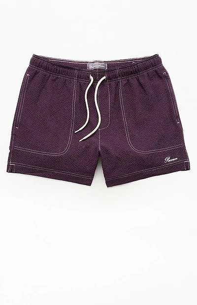 Pacsun Plum Cursive Contrast Stitch 4.5" Swim Trunks