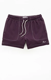Pacsun Plum Cursive Contrast Stitch 4.5" Swim Trunks