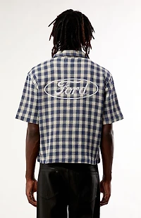 FORD Blue Flannel Short Sleeve Work Shirt