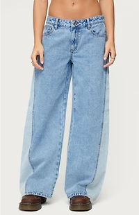 Edikted Genna Contrast Panel Low Rise Jeans