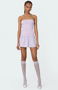 Edikted Striped Scrunch Strapless Mini Dress