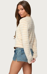 Edikted Aria Striped Fuzzy Knit Cardigan