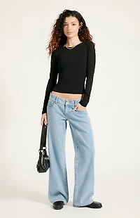 Pacsun Zoe Low Rise Girlfriend Jeans Button Pocket Light Blue
