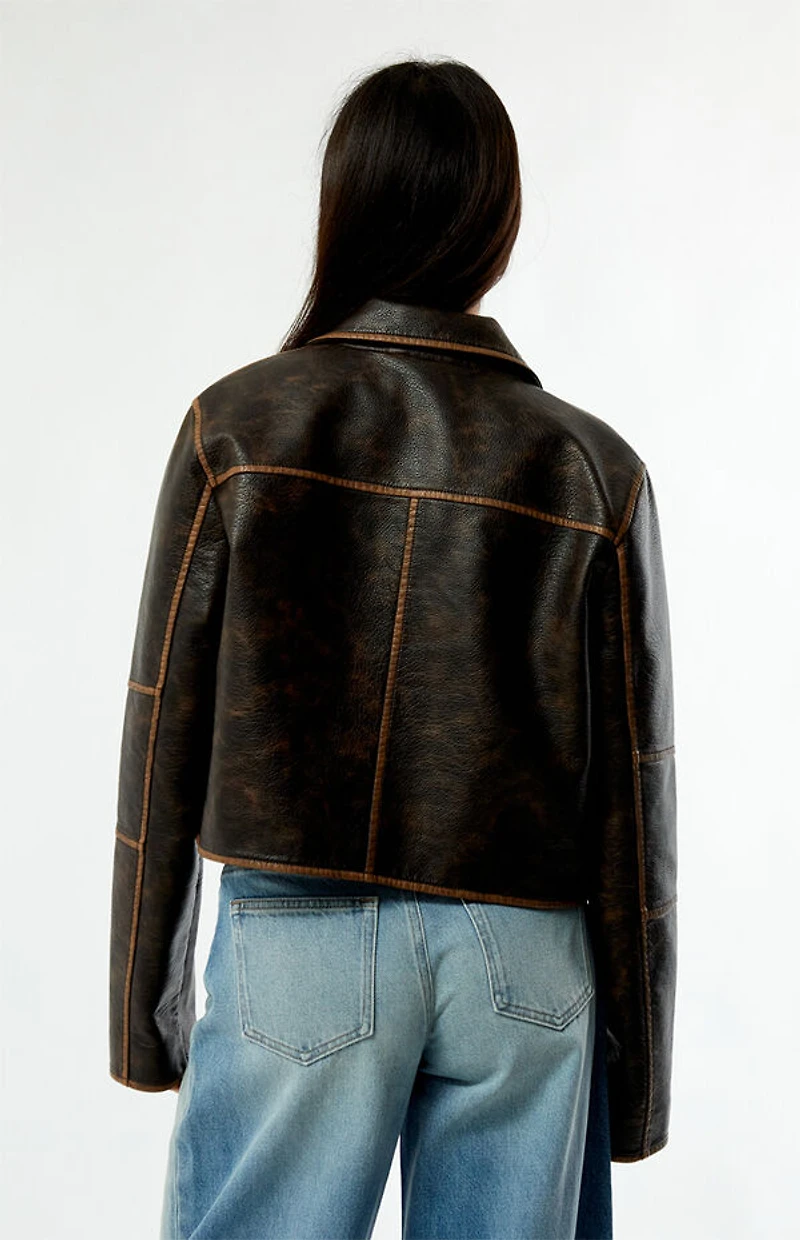 Pacsun Faux Leather Cropped Biker Jacket