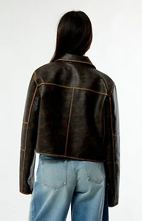 Pacsun Faux Leather Cropped Biker Jacket