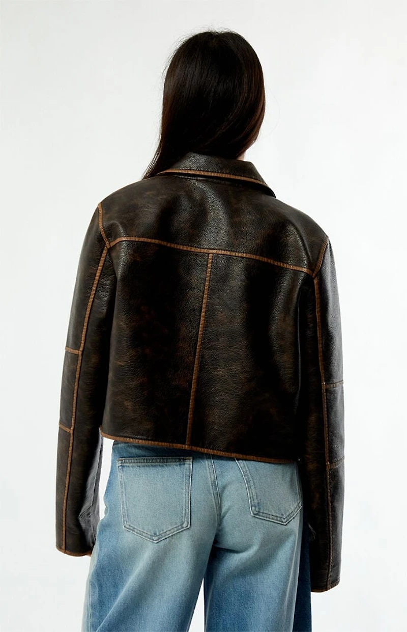 Pacsun Faux Leather Cropped Biker Jacket