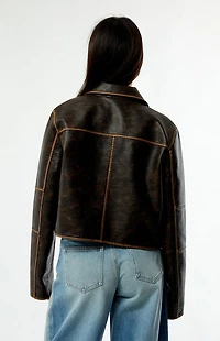 Pacsun Faux Leather Cropped Biker Jacket