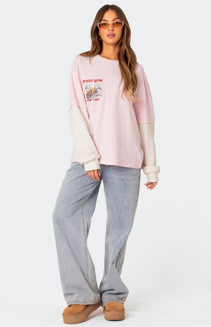 Edikted Racing Oversized Layered T-Shirt