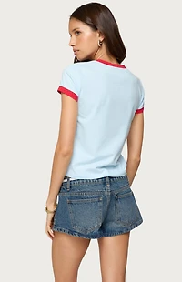 Edikted Eighty Polka Dot Contrast T-Shirt