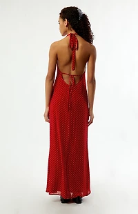 Beverly and Beck Isabel Chiffon Polka Dot Midi Dress