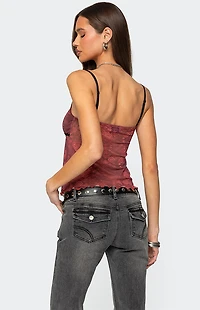 Edikted Printed Mesh Split Front Top