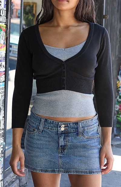 John Galt Black Cropped Cardigan