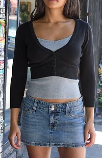 John Galt Black Cropped Cardigan
