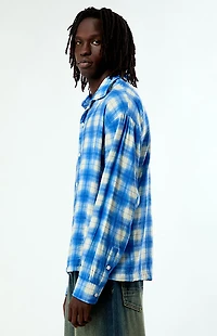 Pacsun Blue Plaid Sandy Long Sleeve Shirt