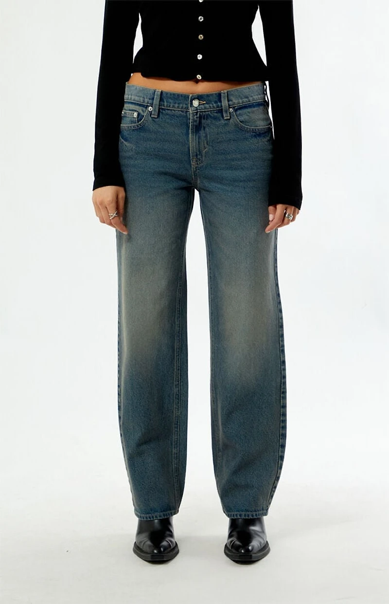 Pacsun Jordyn Low Rise Straight Leg Jeans Dark Blue