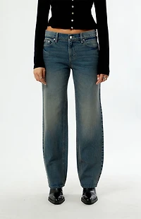 Pacsun Jordyn Low Rise Straight Leg Jeans Dark Blue