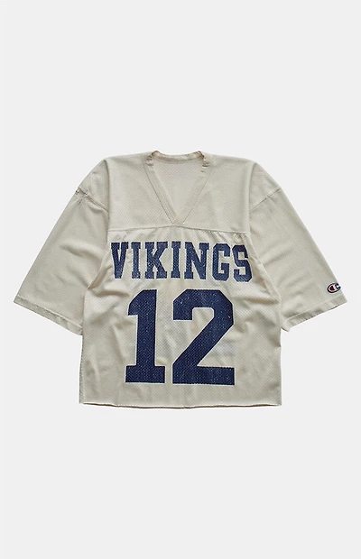 PS VINTAGE '90s Vikings Jersey V-neck Cropped Graphic Top