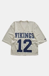 PS VINTAGE '90s Vikings Jersey V-neck Cropped Graphic Top