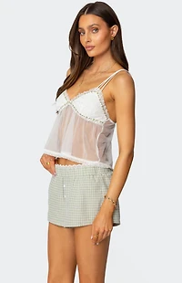 Edikted Sheer Lacey Babydoll Tank Top
