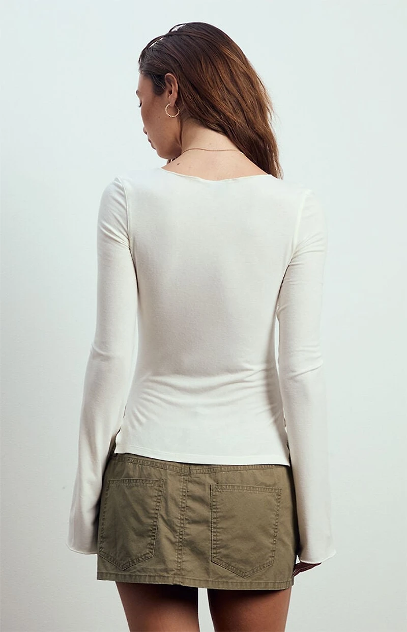 Beverly and Beck Jenna Notched Neck Long Sleeve Top