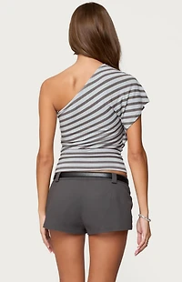 Edikted Asymmetric Striped One Shoulder Top