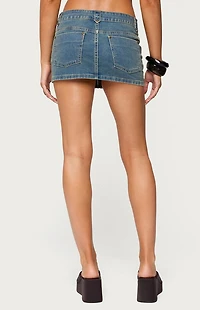 Edikted Ronan Zip Up Denim Mini Skort
