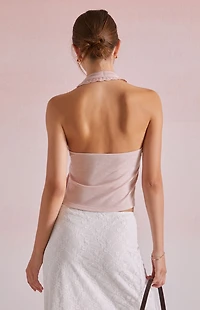 Beverly and Beck Hailey Trim Halter Tank Top