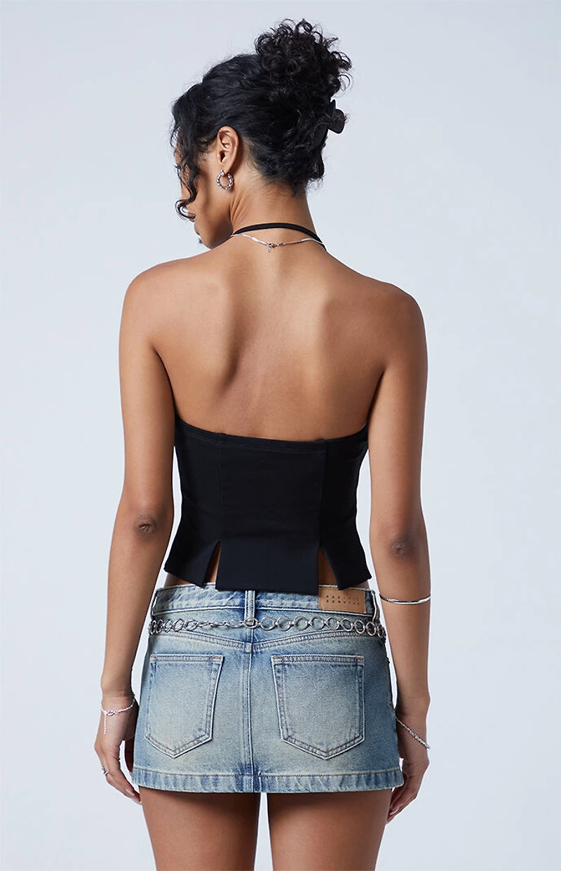 Third Charm Billie Split Hem Halter Top