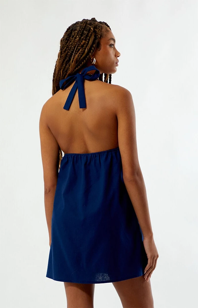 Your Favorite Smocked Halter Linen Mini Dress