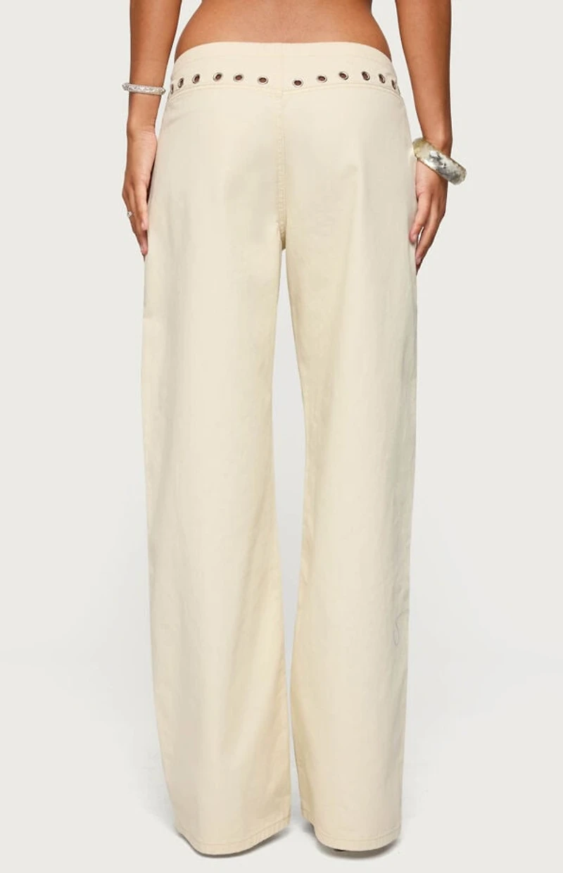 Edikted Grommet Tie Waist Low Rise Jeans