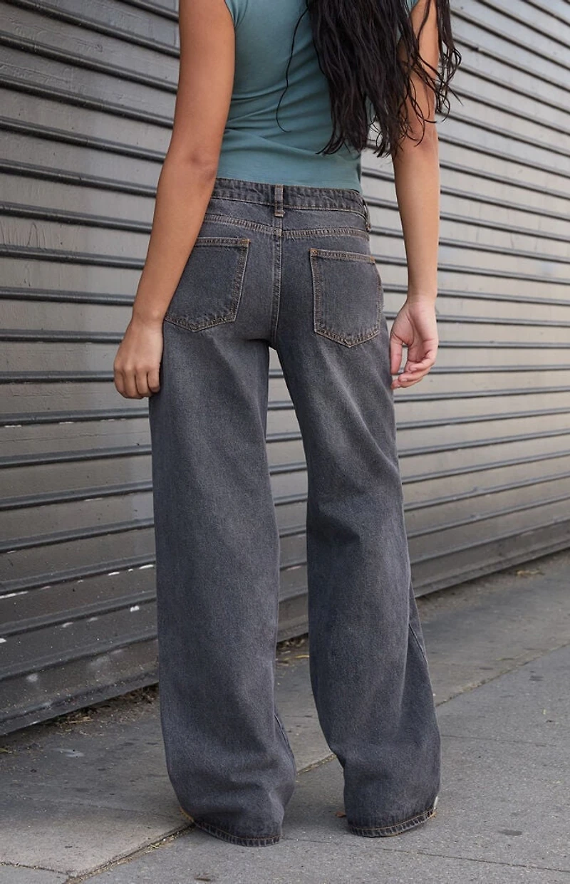 John Galt Washed Black Low Rise Straight Leg Jeans