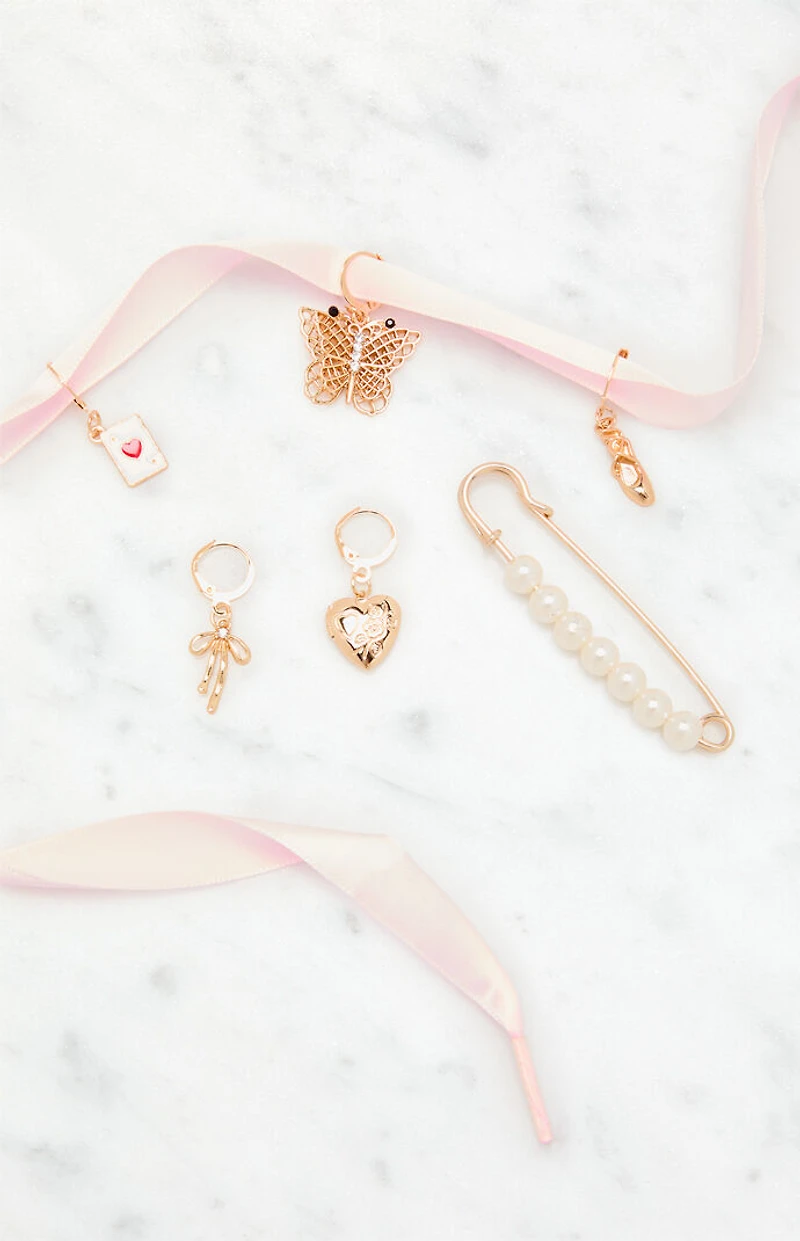 LA Hearts Pink Satin Charm Shoelaces