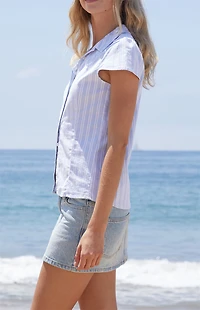 John Galt Striped Rue Collared Top